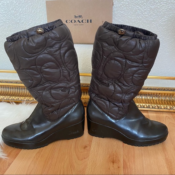 Coach Cantina Logo Wedge Moon Boots - Picture 3 of 14